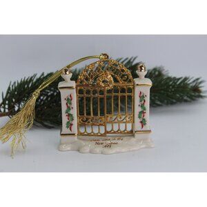 Lenox 2003 First Year in New Home Porcelain Gate Ornament Gold Trim Holiday Keep
